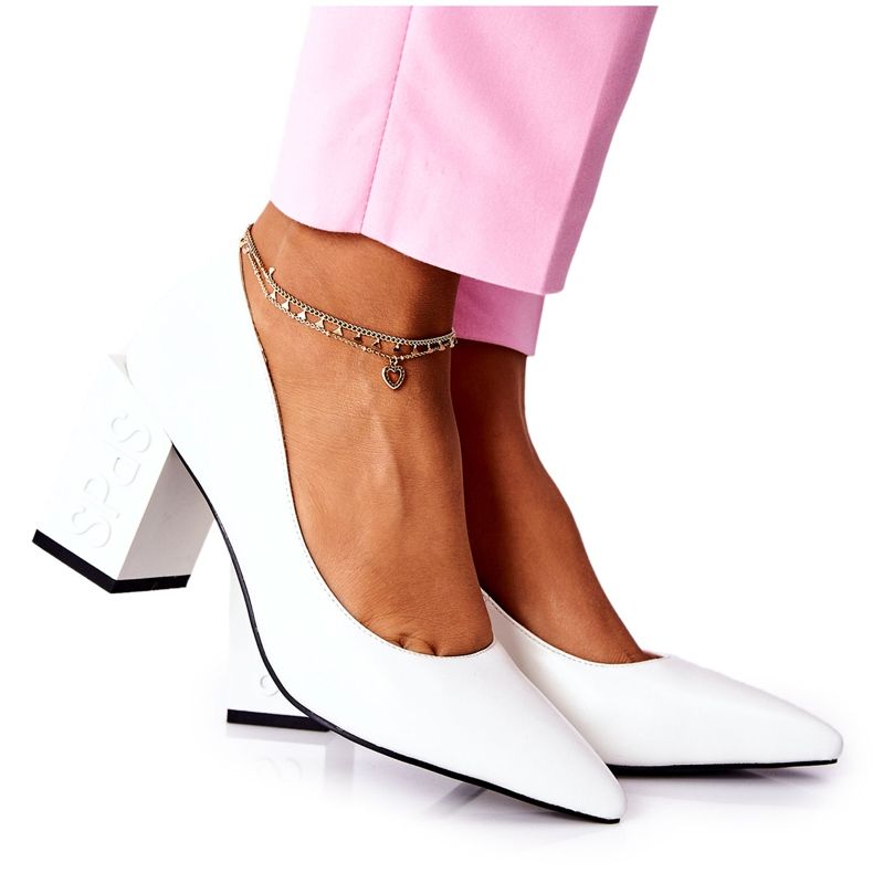 S.Barski Kožená Lodičky Na Bílé Cherith Baru bílý