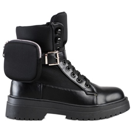 WELLSPRING Pohodlné kozačky s kapsou černý