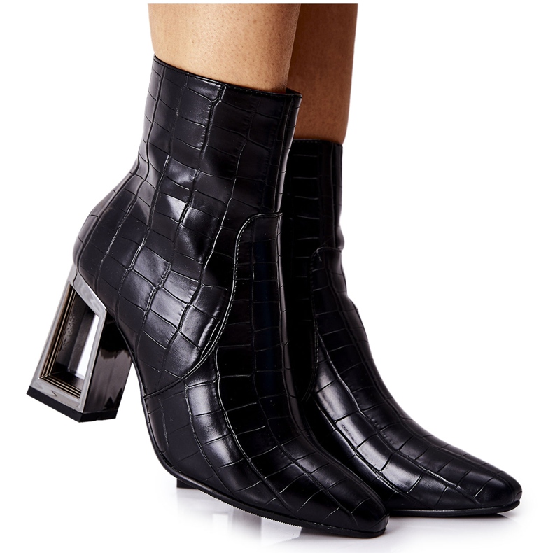S.Barski Dámské černé boty krokodýlí kůže Milo černá