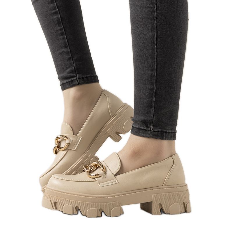 Béžové mokasíny na vysoké podrážce Reyna béžový