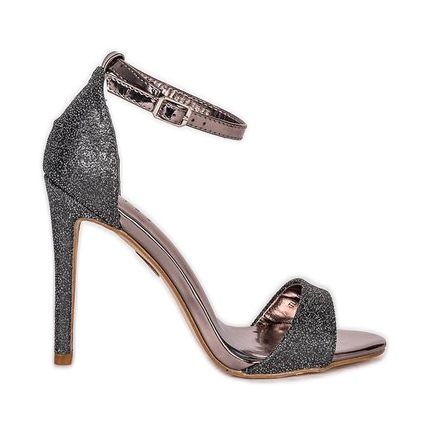 Grafitové sandály na drahé jehlové podpatku černá vícebarevný