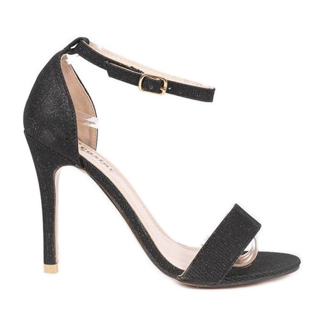 Černé sandály na podpatku Silver Night černá