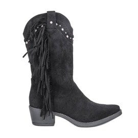 Černé vysoké kovbojské boty s jetelem černý