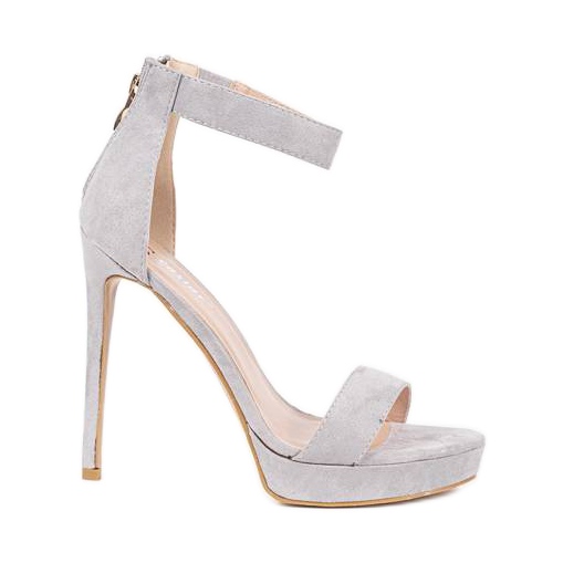 Šedé sandály na vysokém podpatku Be My Baby růžový