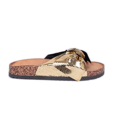 Lesklé zlaté pantofle Cher zlatý Lesklé zlaté pantofle Cher zlatý