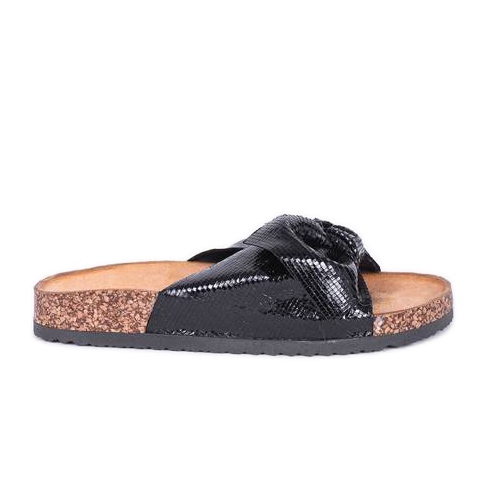 Lesklé černé pantofle Cher černá