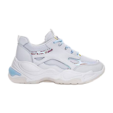 Bílé tenisky se silnou podrážkou od Big Fun bílý modrý