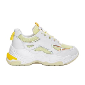 Bílé tenisky se silnou podrážkou od Big Fun bílý žlutá