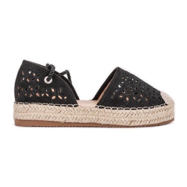 Prolamované černé espadrilky Peekaboo černá