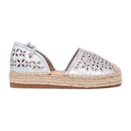Peekaboo prolamované stříbrné espadrilky stříbro šedá