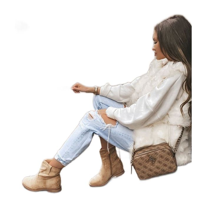 Béžové kotníkové boty od Venicia béžový Béžové kotníkové boty od Venicia béžový