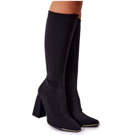 Boty na podpatku z elastické látky s černým efektem Wow černá