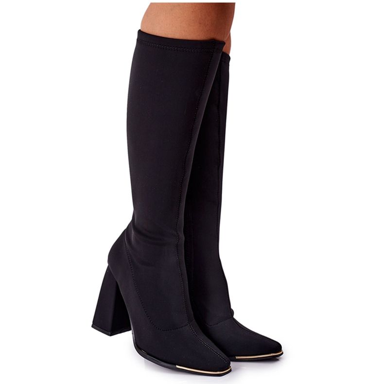 Boty na podpatku z elastické látky s černým efektem Wow černá