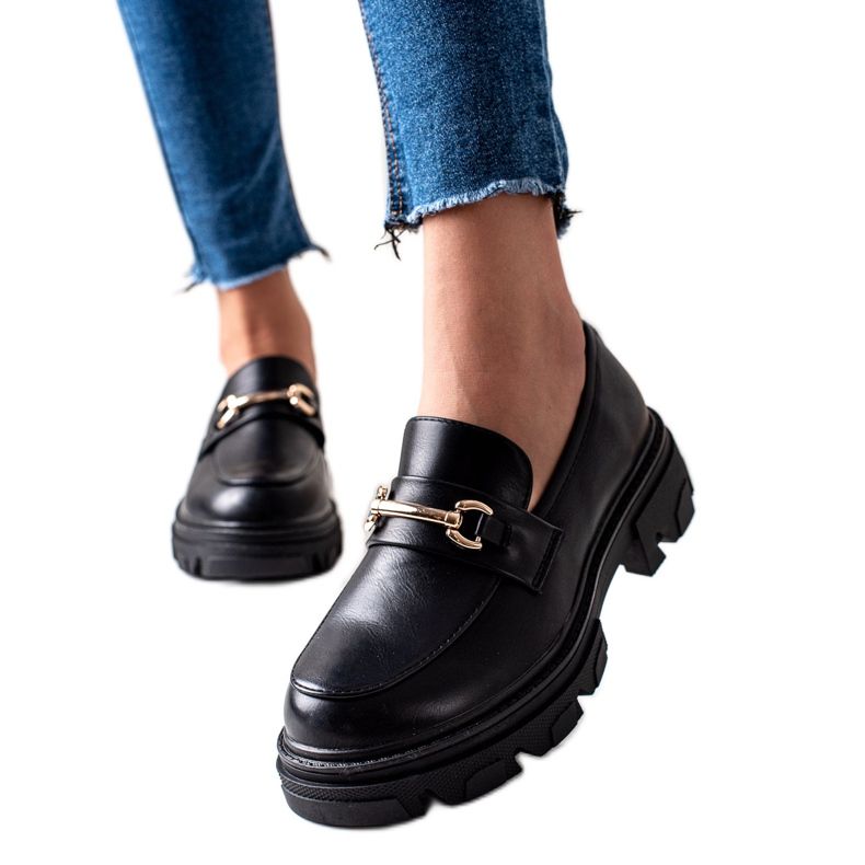 Diamantique Mokré mokasíny černá