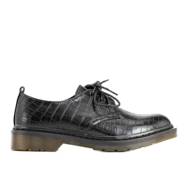 Černé Oxfords v koženém tématu krokodýla černý