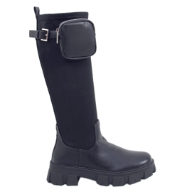 Jezdecké boty s kabelkou černé FH-8S10-1 Black černý