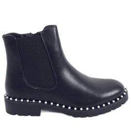Černé Chelsea boty s perlami HQ247 Black černý