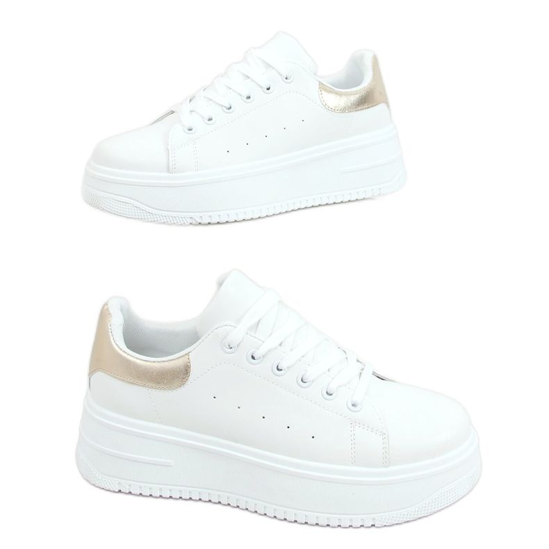 Bílé dámské tenisky T0YD8240-5 BÍLÁ / ZLATÁ bílý zlatý