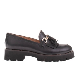 Marco Shoes Mokasíny se zlatým řetízkem na lehké podrážce černý