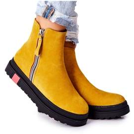 PS1 Suede Booties Boty Jodhpur na platformě The Yellow Nessa žluť