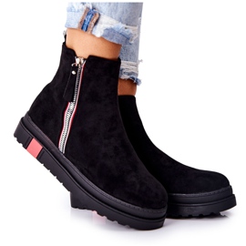 PS1 Suede Booties Boty Jodhpur Na platformě Black Nessa černý