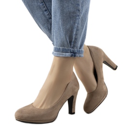 Béžové lodičky na sloupku z eko kůže Sara béžový