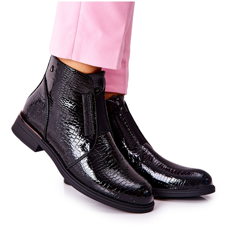 Lakované boty na vysokém podpatku Sergio Leone BT400 černé černá