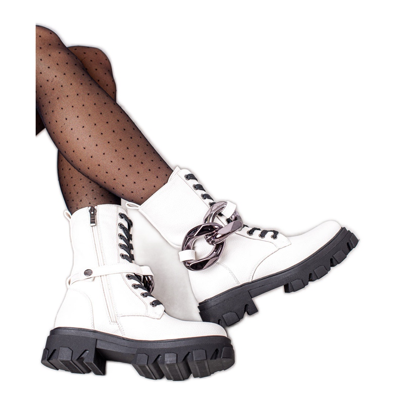 S. BARSKI Boty Workery Z Ozdobie S.BARSKI bílý S. BARSKI Boty Workery Z Ozdobie S.BARSKI bílý