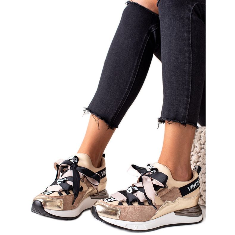 Tenisky převázané stuhou VINCEZA hnědý