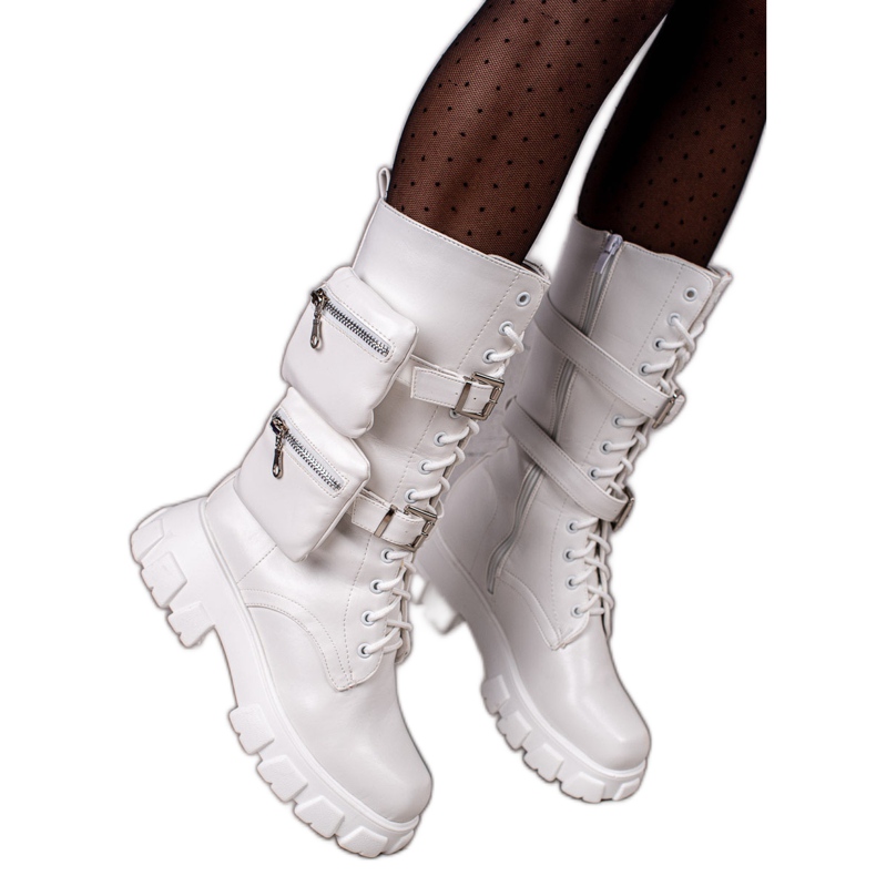 TRENDI Módní dělníci s kapsami bílý