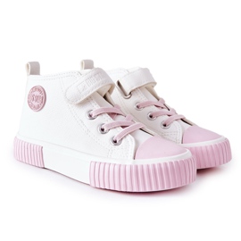 Dětské vysoké tenisky se suchým zipem Big Star II374014 White bílý růžový