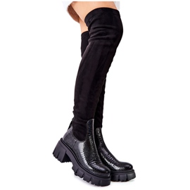 Kožené boty Maciejka Krokodyl Black 05260-01 černý