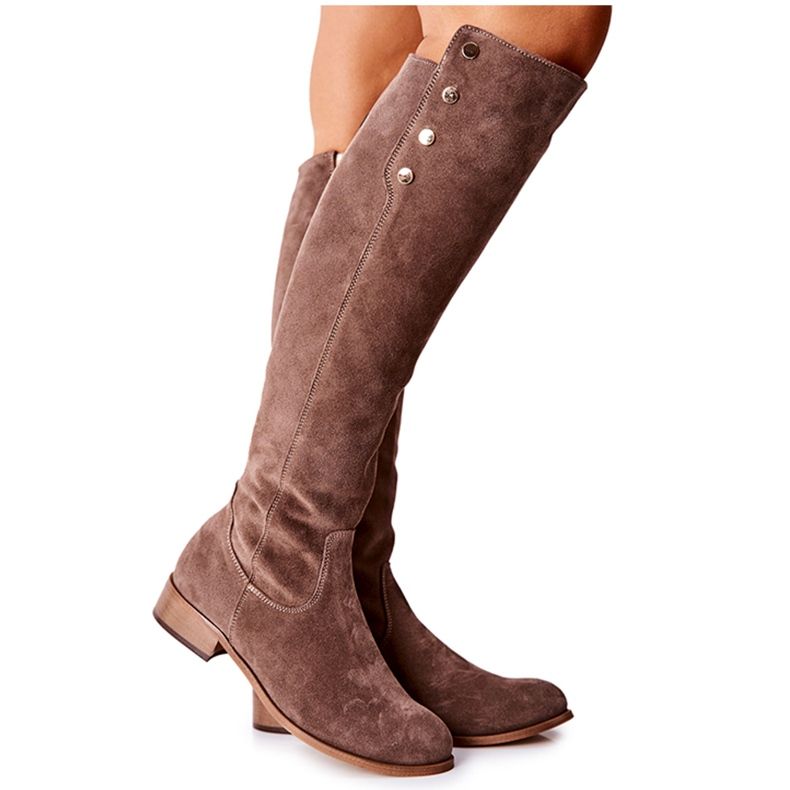 Lewski Shoes Semišové kožené boty Lewski 2840 hnědé hnědý