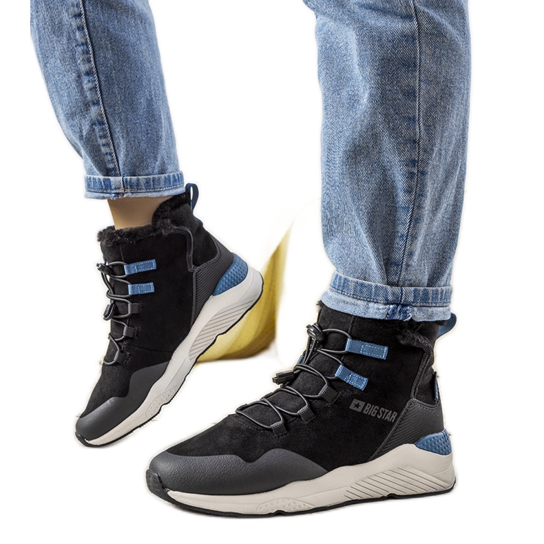 Černé, stylové sněhové boty od Big Star pro ženy od Cotto černá