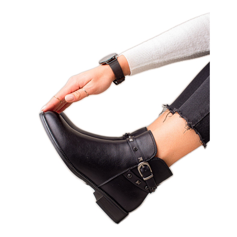 Goodin Černé kozačky s kamínky černá