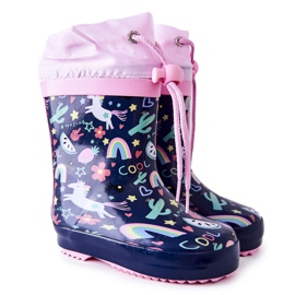 Dětské gumové galoše Navy Blue Unicorn Aleman námořnická modř růžový
