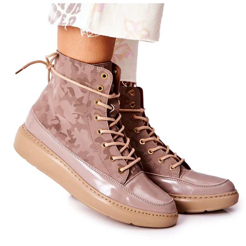 Lewski Shoes Sportovní kožené boty Lewski 3034 Beige Camo béžový