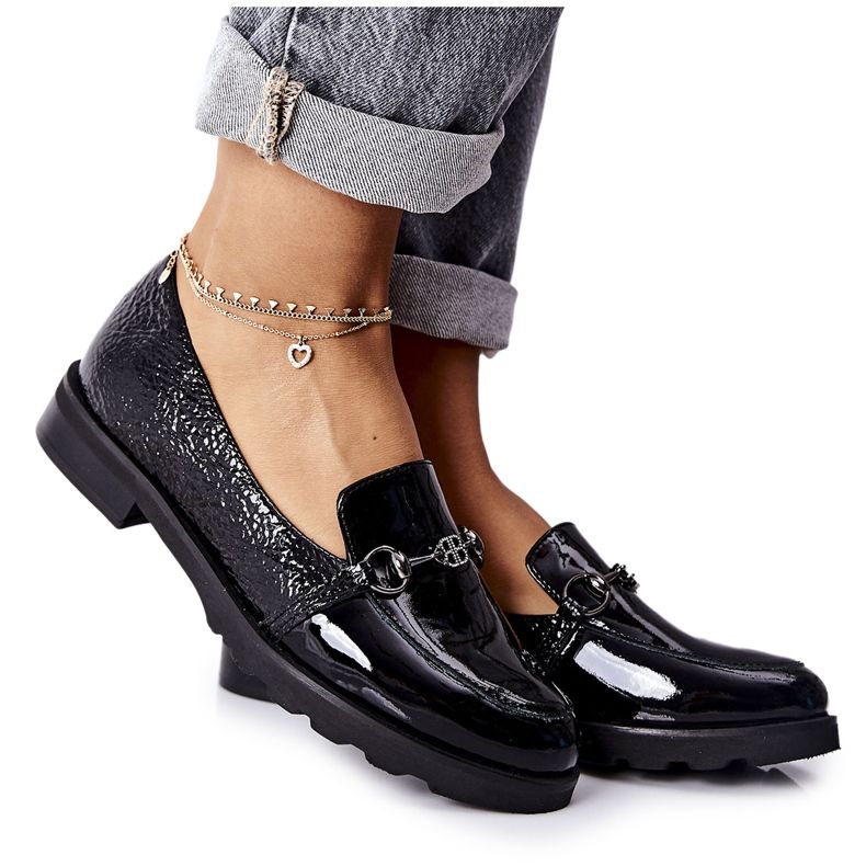 Kožené boty Nicole Lacquered Black 2667 černá