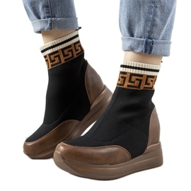 Wanda hnědé klínové tenisky hnědý černý