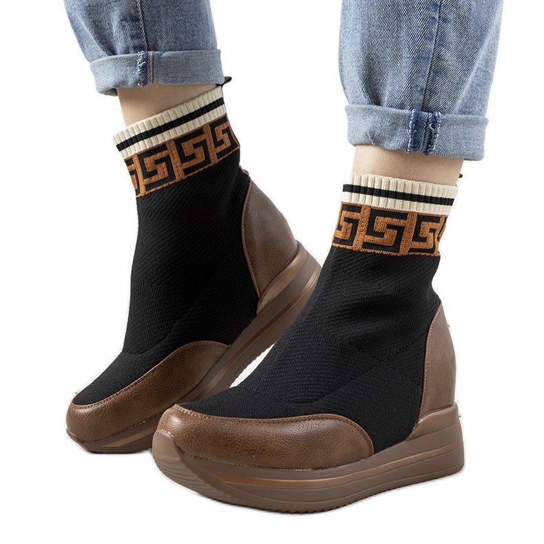 Wanda hnědé klínové tenisky hnědý černá