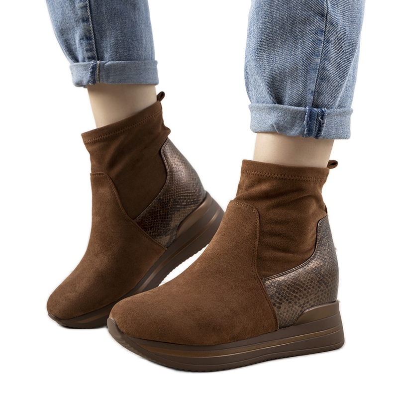 Hnědé tenisky s vložkou hadí kůže Garibay hnědý Hnědé tenisky s vložkou hadí kůže Garibay hnědý