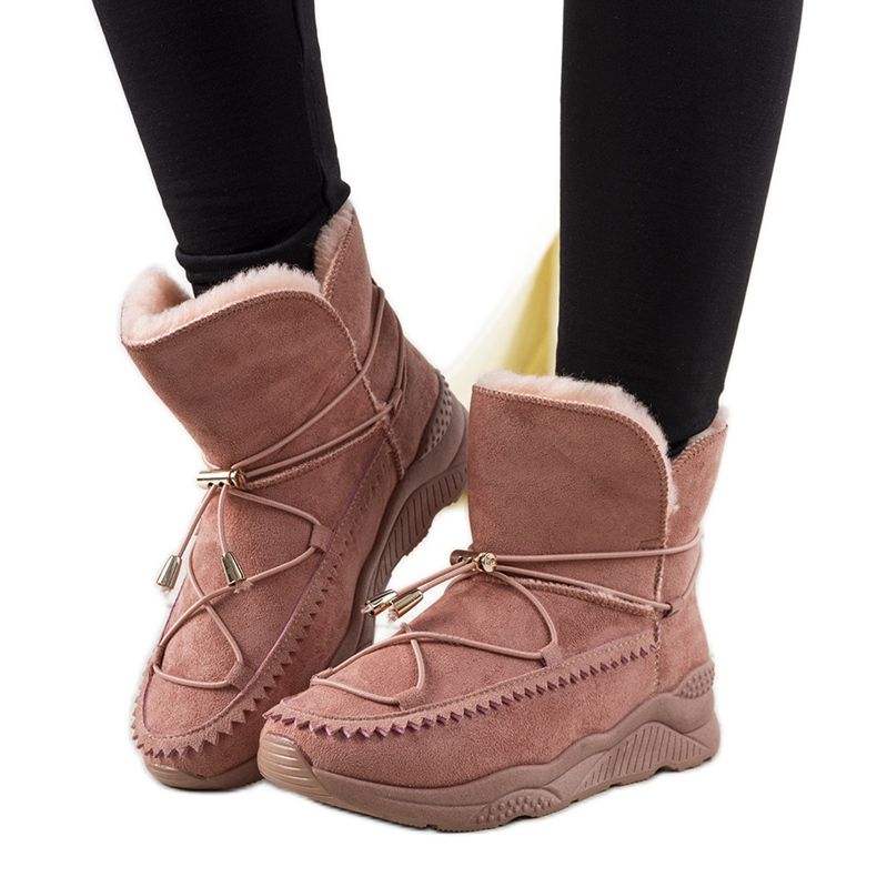 Růžové žebrované sněhové boty Carrera růžový