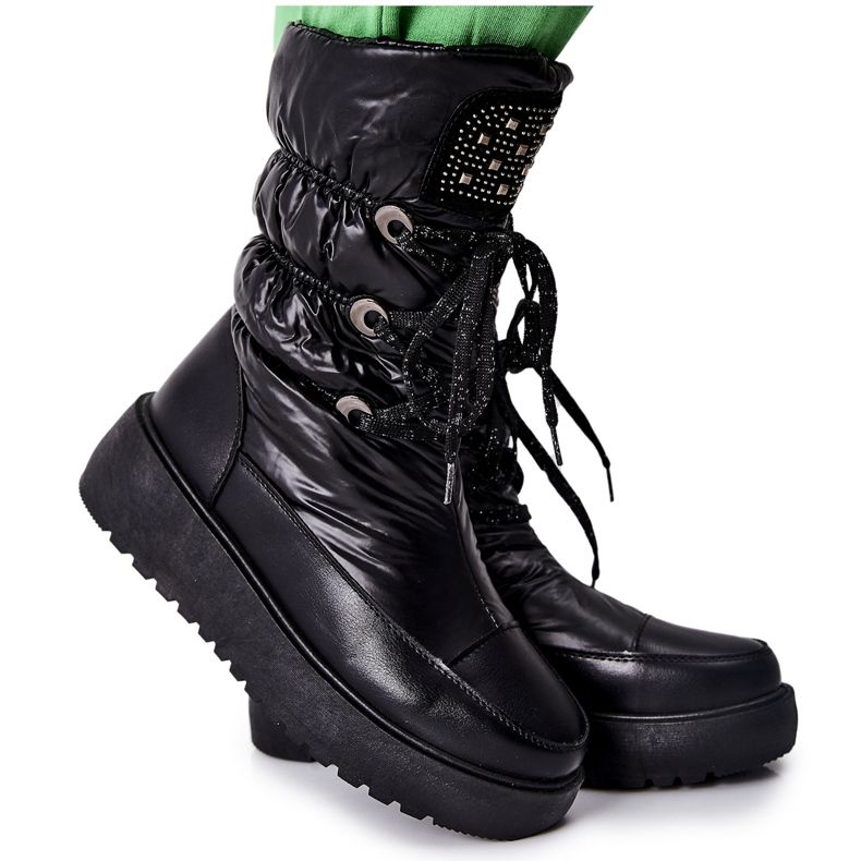 S.Barski Dámské černé teplé sněhové boty Chardonnay černá