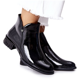 Ploché lakované teplé boty Sergio Leone BT540 černé černý