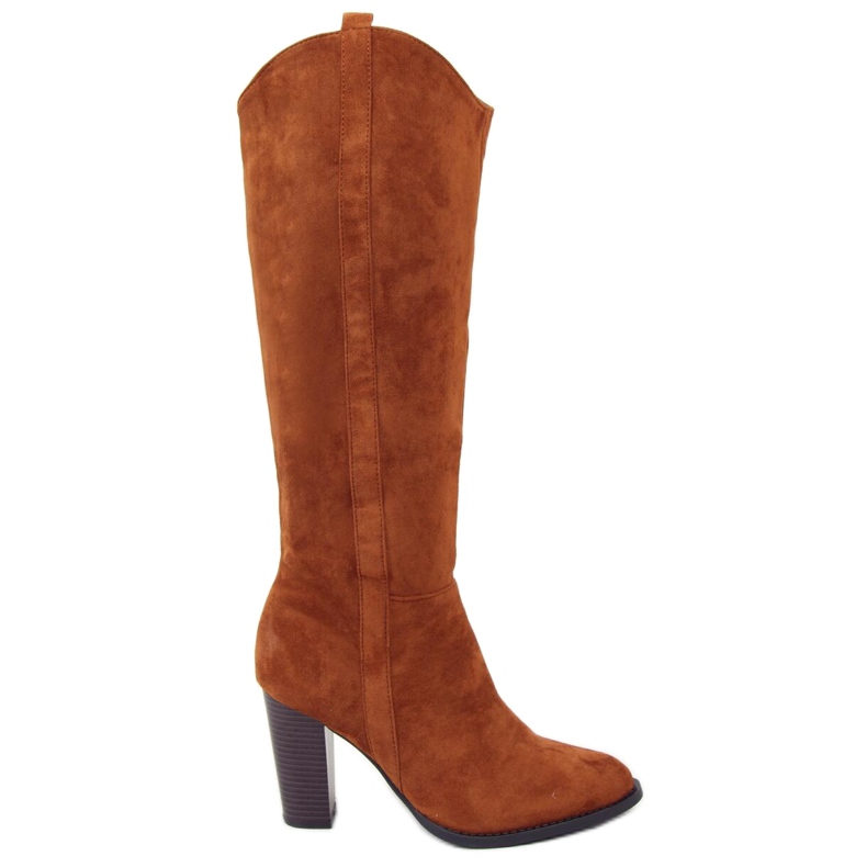 Klasické kozačky na sloupku velbloud UK07P Camel hnědý Klasické kozačky na sloupku velbloud UK07P Camel hnědý