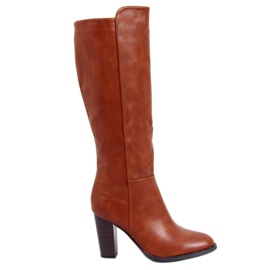 Kozačky na vysokém podpatku velbloud UK03P Camel hnědý