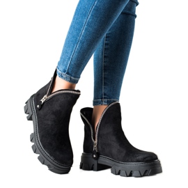 Sweet Shoes Semišové kozačky se zipem černá