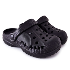Flameshoes Dětské domácí pantofle Black Kroks černá Flameshoes Dětské domácí pantofle Black Kroks černá
