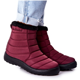 PE1 Dámské zateplené sněhové boty Burgundy Mezyss červený