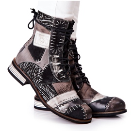 Boty Maciejka Grey Leather Jodhpur 05095-03 černý šedá